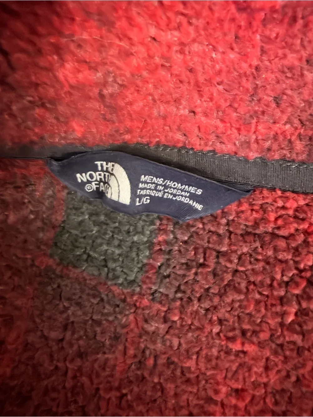 The North Face Gordon Lyons Novelty 1/4 Zip Plaid Fleece Pullover Red Black